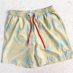 Mosmann Australia Short Light Yellow Blue Tropical Board Short Medium
